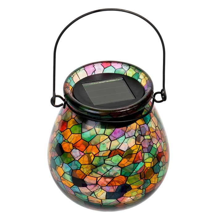 Red Co. Lovely Little Solar Light Glass Lantern with Kaleidoscope, Small 4 Inches