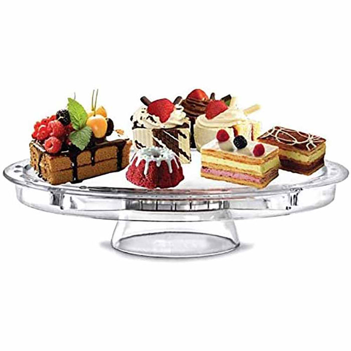 Break Resistant Multifunctional 4 in 1 Acrylic Plastic Cake Stand with Cover, Appetizers Serving Plate Set - 12" Dia