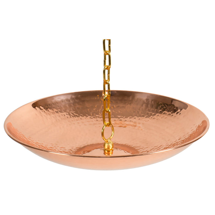 Red Co. 11” Decorative Hammered Pure Copper Rain Chain Anchoring Basin Bowl with Hanger