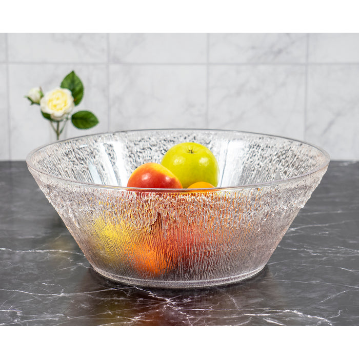 Red Co. Large Clear Round Polystyrene Textured Bowl for Punch, Fruits and Vegetables, Dining Table Kitchen Decoration, 16" x 6" - 12 Quart - Made in USA