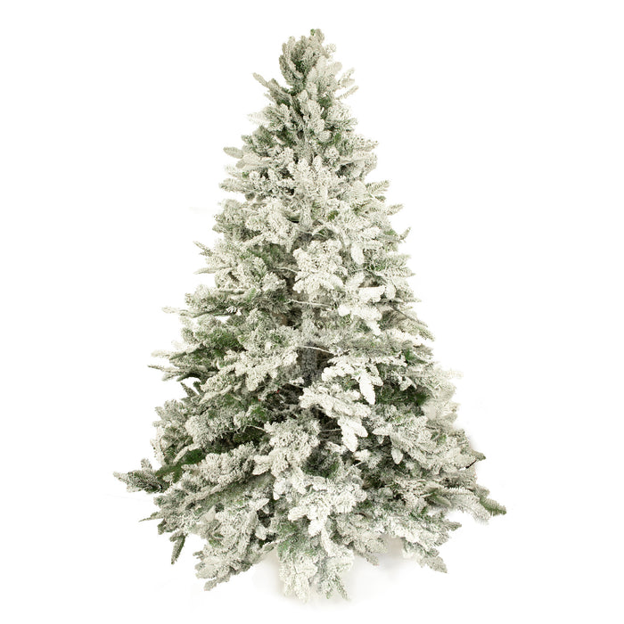 Red Co. 5 Feet Premium Snow Flocked Artificial Spruce Hinged Christmas Tree with 250 Warm White LED Lights, 809 Tips and Sturdy Metal Stand