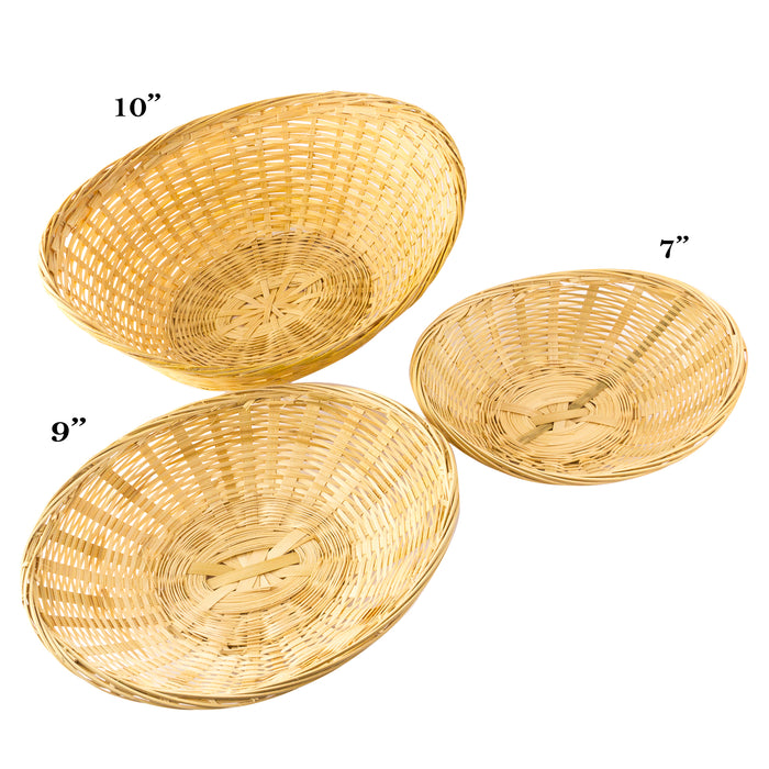 Red Co. Bamboo Bread Stackable Basket, Set of 3-10, 9 and 7 Inch