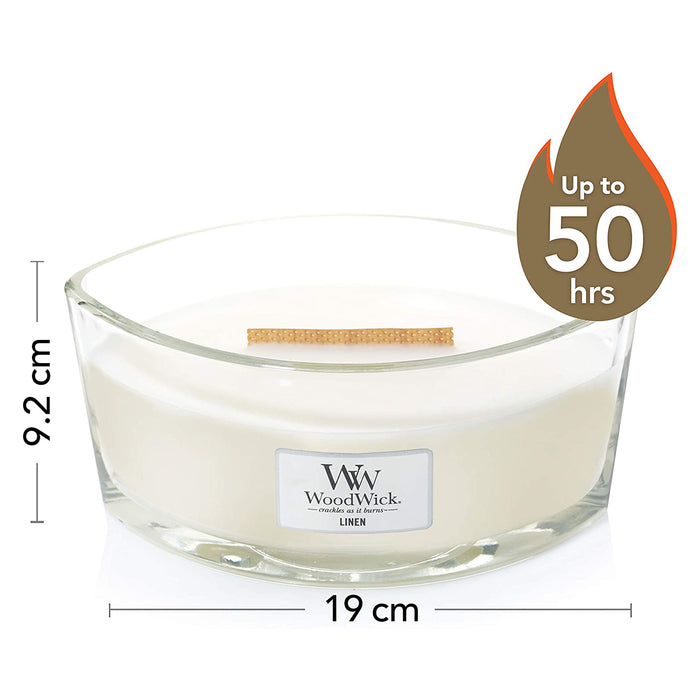 WoodWick Linen Everyday Hearthwick Candle, Ellipse, White