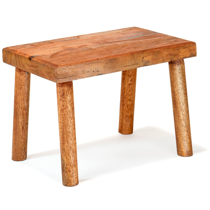 Red Co. Traditional Rectangular Wooden Stool Farmhouse Display Stand 11" L x 7.75" W x 8.25" H