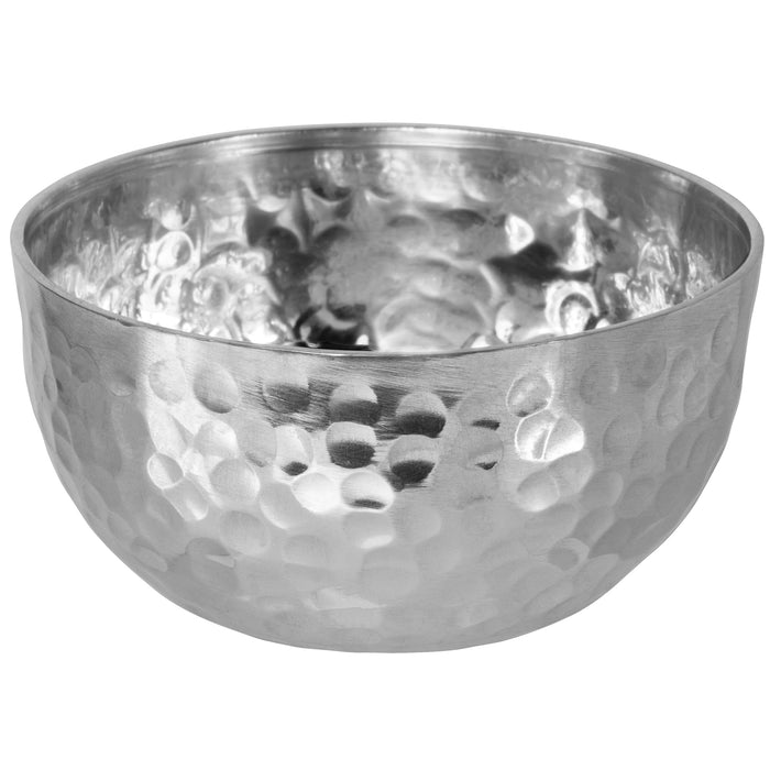 Red Co. Luxurious Hammered Aluminum Round Dip Bowl, Metal Decorative Bowl, Chrome Finish — 4 Inches