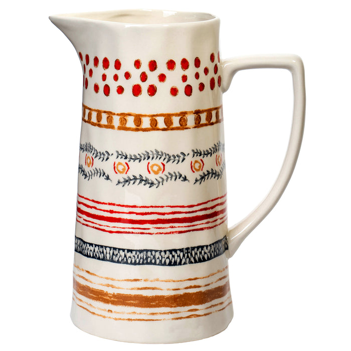 Red Co. Farmhouse Casual Country Glossy Ceramic Stoneware Pitcher, Spouted with Handle, 64 oz.