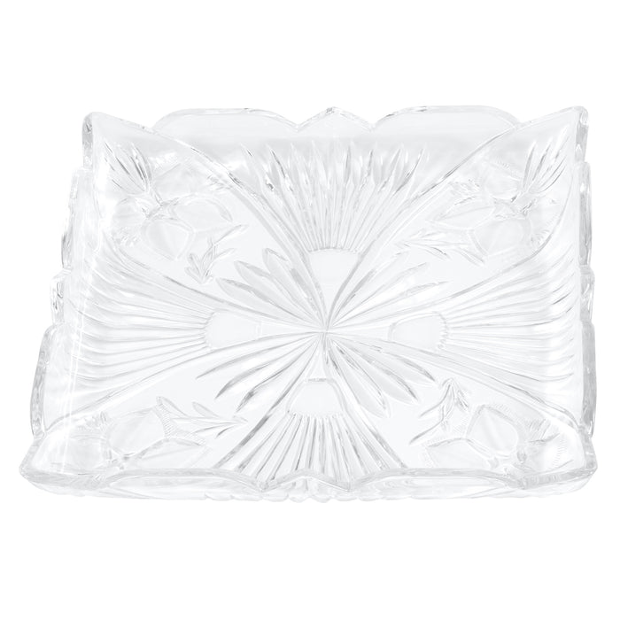 Red Co. Clear Polystyrene Square Platter for Fruits and Vegetables Display, Serving, Prepping, Kitchen Decoration, 10" x 10" - Made in USA