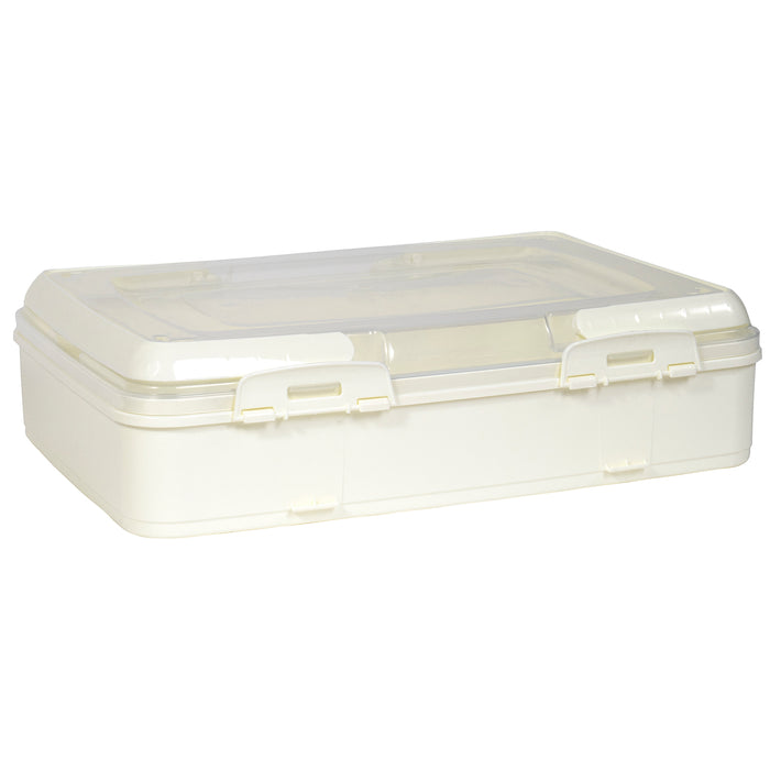 Red Co. White Rectangular Pastry and Pie Carrying Box Folding Handle Multi Purpose Food Storage with Lid- 16.5" x 4.25" x 11.25"