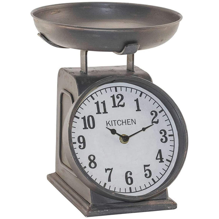 Red Co. Old Fashioned Decorative Scale Design Table Clock in Antique Black - Vintage Inspired Kitchen Countertop Decor