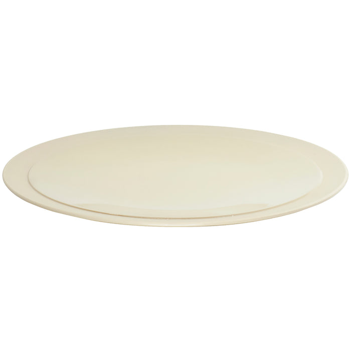 Light Grey Porcelain Round Dinnerware Table Plate Glossy Finish with Matte Edges 10.5 Inch - Set of 6