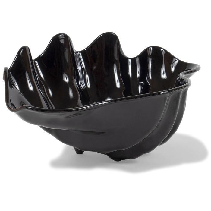 Red Co. Large Break-Resistant Decorative Black Acrylic Scallop Shell-Shaped Serving Display Bowl - 5-Quart Capacity - Made in USA