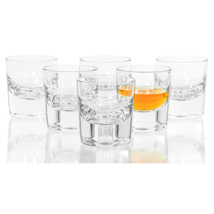 Red Co. Short Heavy Curved Base Clear Shot Glass - Set of 6, 3.25 Oz.