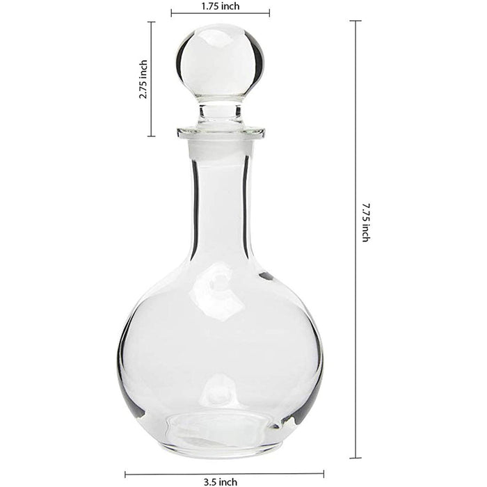 Hand Crafted Glass Liquor Decanter with Stopper, Small, 8 Oz (7.75" H)