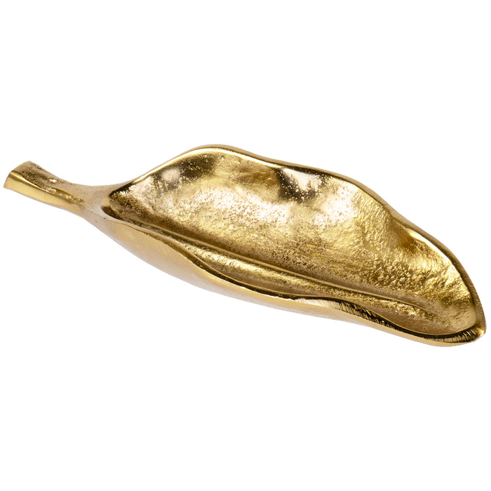 Red Co. 8 inch Decorative Tabletop Metal Leaf Tray in Brushed Gold