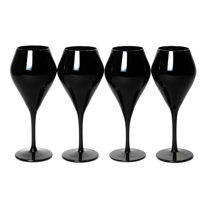Novelty Black Glass Midnight Wine Glasses, Set of 4 12-Ounce Goblets