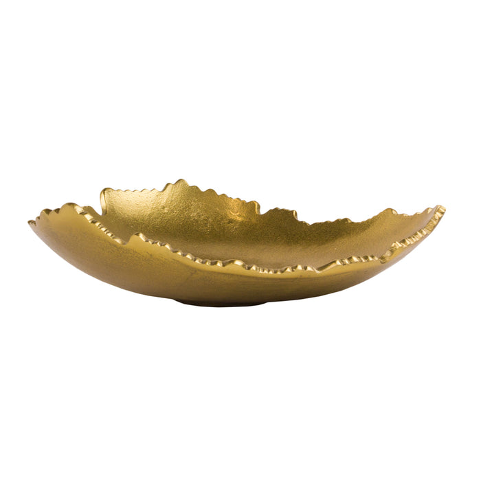 Red Co. 12” Decorative Antique Golden Allure Torn Metal Centerpiece Bowl with Sculpted Edges
