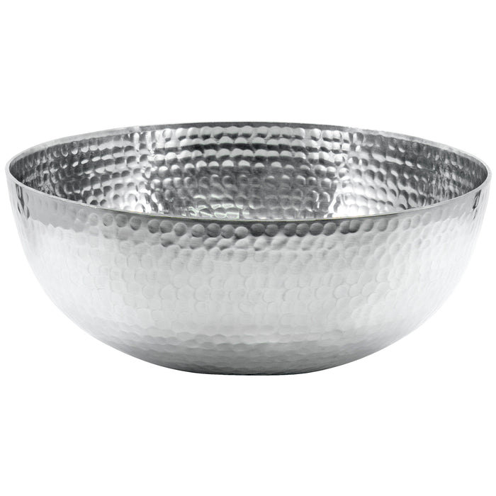 Red Co. Antique Style Tabletop Silver Hammered Centerpiece Round Decorative Bowl, Dining Living Room Home Décor — 11 Inches