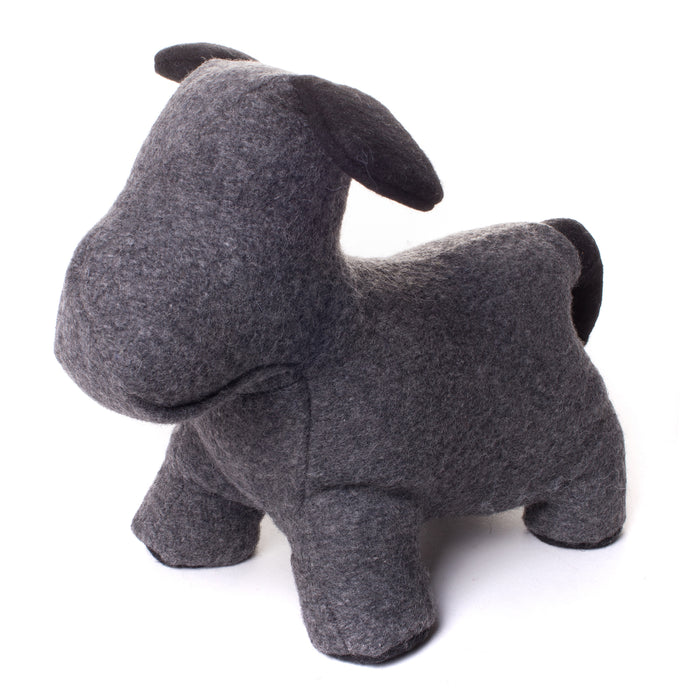 Red Co. Charming Minimalist Felt Wool Puppy Dog Weighted Door Stopper, Pet Lovers Home Decor Gift, Grey and Black, 8-inch