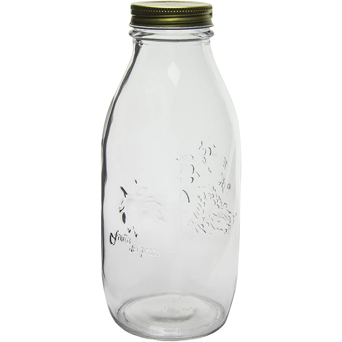 Vintage Reusable Milk Glass Bottle, 1 Quart