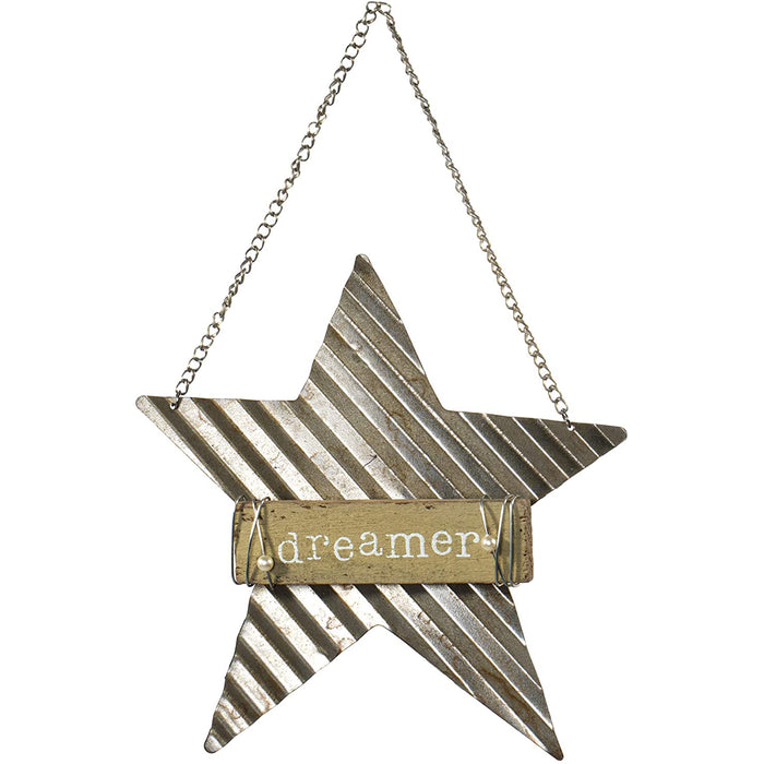 Red Co. Dreamer Hanging Corrugated Metal Star Ornament