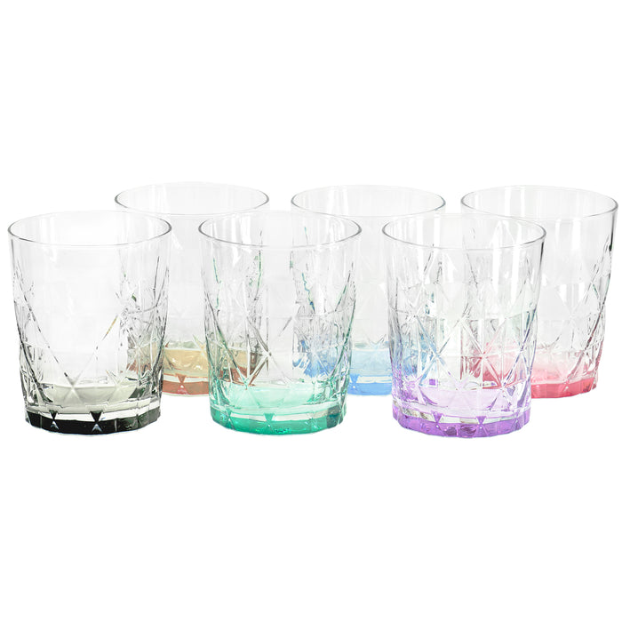 Red Co. Large 16 oz Multicolored Drinking Glass Set of 6 for Water,  Beverage, Cocktail, Mixed Drinks