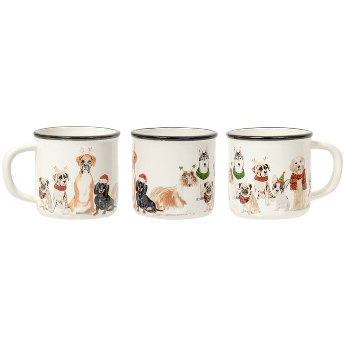Red Co. Dog Gone Dolomite Ceramic Stoneware Coffee Tea Mug Cup, White/Black Rim, 17 Ounces – Single Mug
