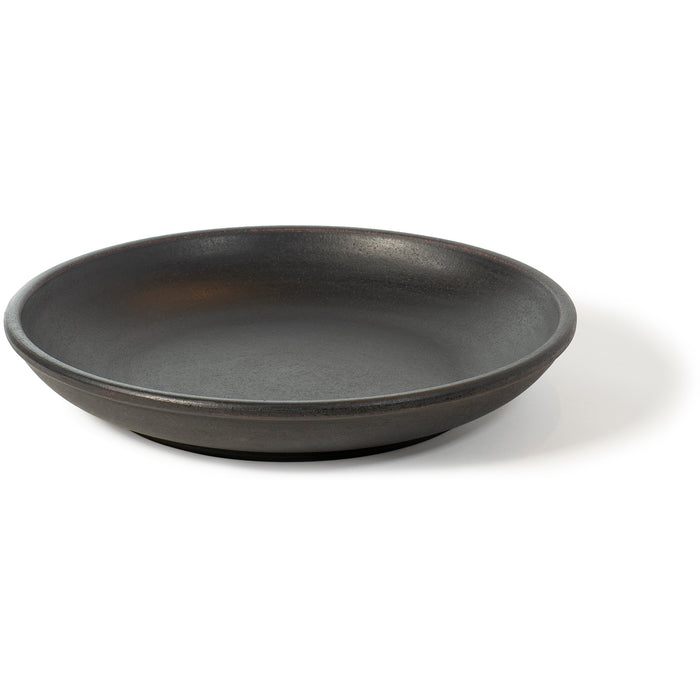 Red Co. Decorative Deep Round Primitive Hand Painted Wooden Dish in Matte Black Finish, 11 Inches