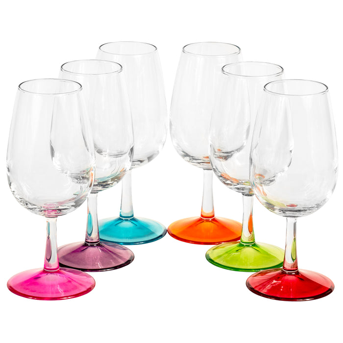 Red Co. Elegant Champagne & Wine Glasses with Colored Bottoms, 6.75 Ounces — Set of 6