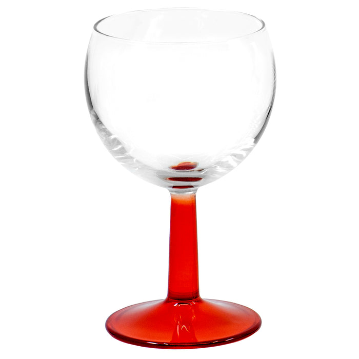 Red Co. Rainbow Wine Glasses - Set of 6 Clear Barware with Colored Stems, 8.5 Ounces