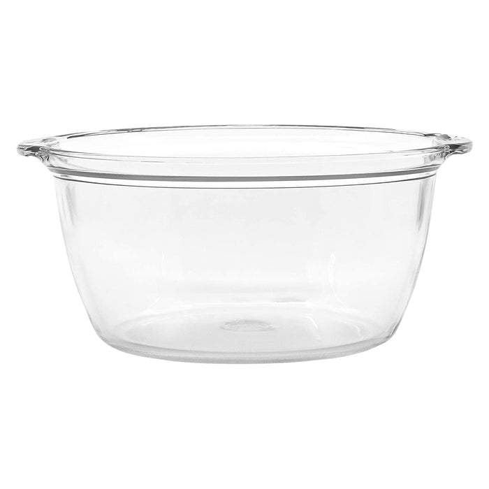 Red Co. Large Clear Glass Oven Safe Bowl with Side Handles, for Mixing, Storage, Serving, Cooking - 2.2 Liter