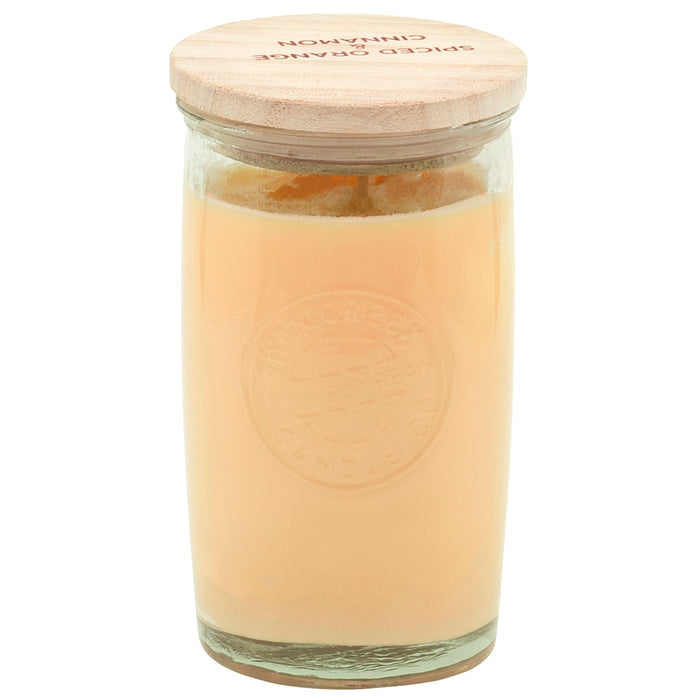 Red Co. Swan Creek Highly Scented Glass Pillar Candle Cylinder with Wooden Lid – Spiced Orange & Cinnamon, 12 oz.