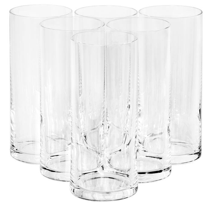 Red Co. Crystalline Brilliance Hiball Tumblers, Classic Ice Tea Clear Glasses, 7 Ounces - Set of 6