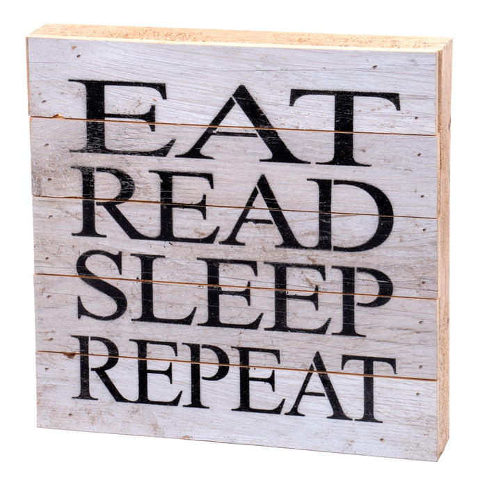 Second Nature By Hand 10x10 Inch Reclaimed Wood Art, Handcrafted Decorative Wall Plaque — EAT Read Sleep Repeat