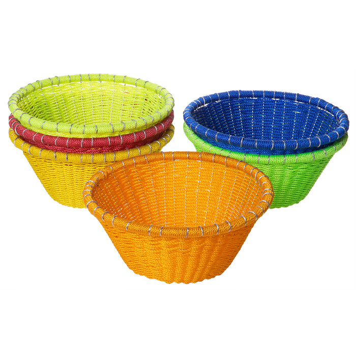 Red Co. Vibrant Round Woven Colorful Rope Decorative Bowls, Set of 3 10-Inch Baskets, Assorted Colors