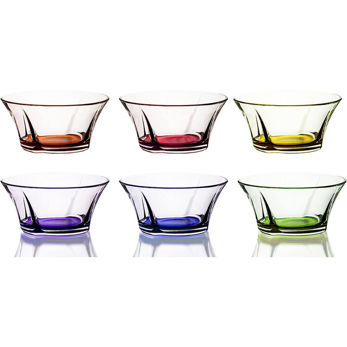 Mini Colored Glass Round Serving Prep Bowls, 10.5 Ounce - Set of 6