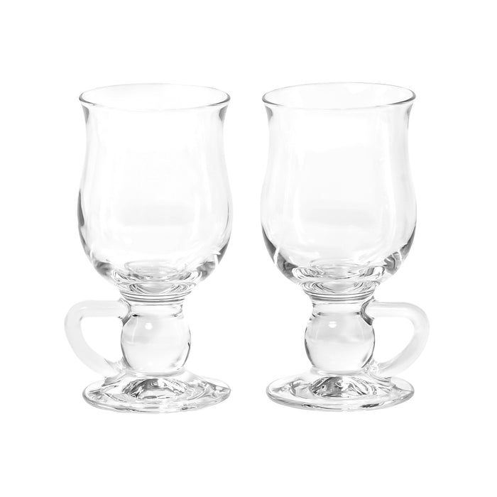 Red Co. Footed Handle Clear Glass Irish Coffee Mugs for Coffee, Cappuccinos, Lattes, Set of 2, 8.45 Oz