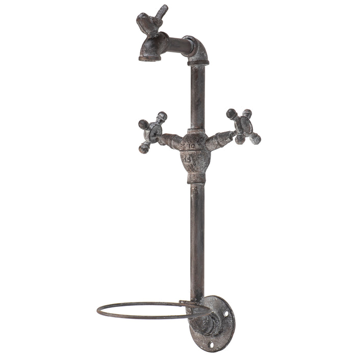 Red Co. Weathered Water Pipe and Faucet Wall-Mounted Rustic Planter Hanger Décor 7.5" x 18.5"