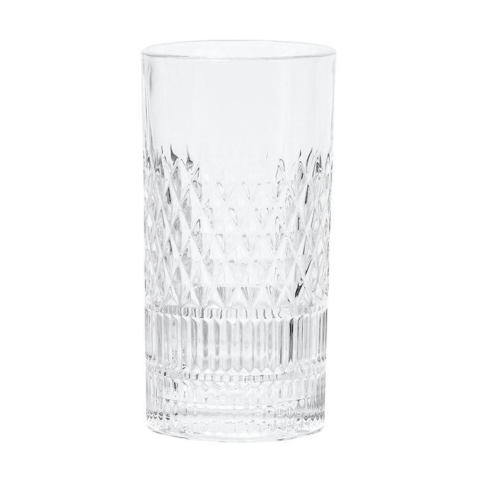 Red Co. Tall Clear Tumbler Glass with Diamond Etched Surface for Water, Juice, Beer, Whiskey, and Cocktails, 12 Ounce - Set of 6