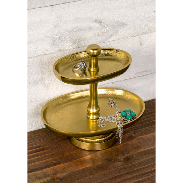 Red Co. Gilded 2-Tier Decorative Storage Organizer Tower, Catch-All Entryway Tray