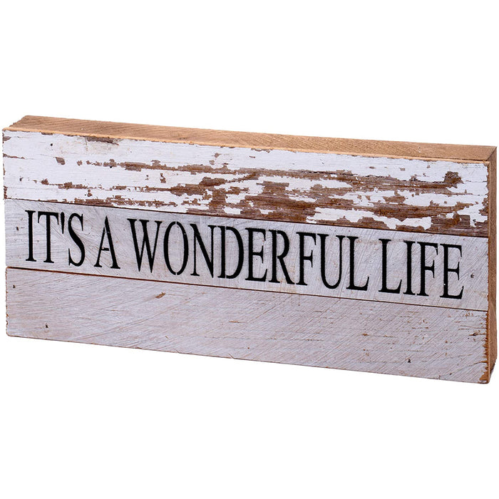 Second Nature By Hand 14x6 Inch Reclaimed Wood Art, Handcrafted Decorative Wall Plaque — A Wonderful Life
