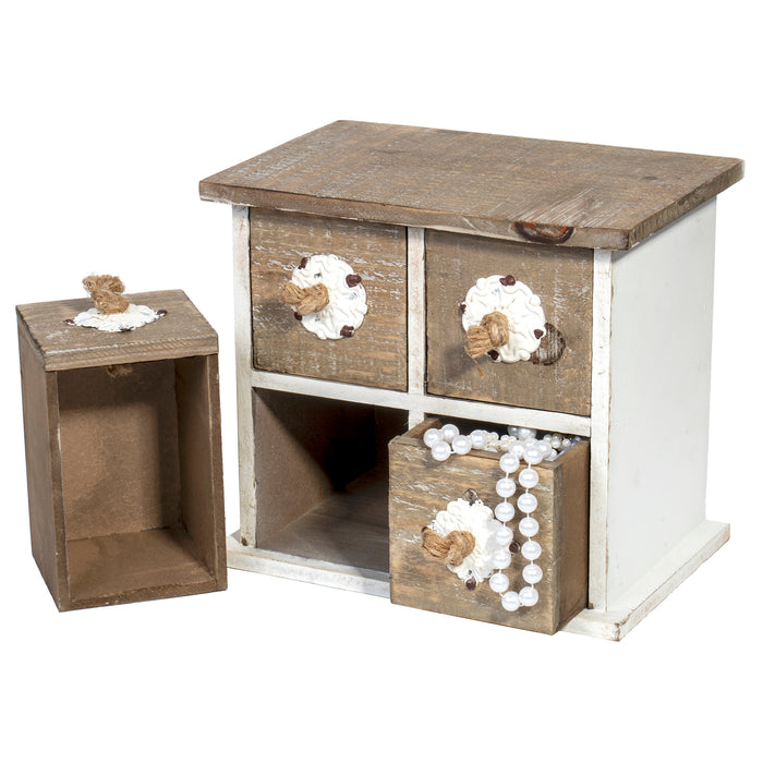 Red Co. Weathered Wood Desktop Organizer - 4 Drawer Jewelry & Craft Supplies Cabinet Box