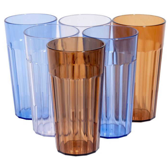 Break Resistant "Family Choice" Premium Tumbler Drinking Acrylic Glasses, 22 Ounces - Set of 6, Multicolor