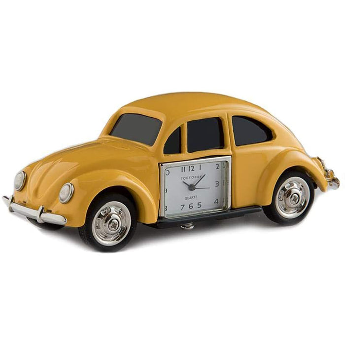 Red Co. Miniature Vintage Beetle Car, Novelty Desk Table Desktop Collectors Clock - 4"