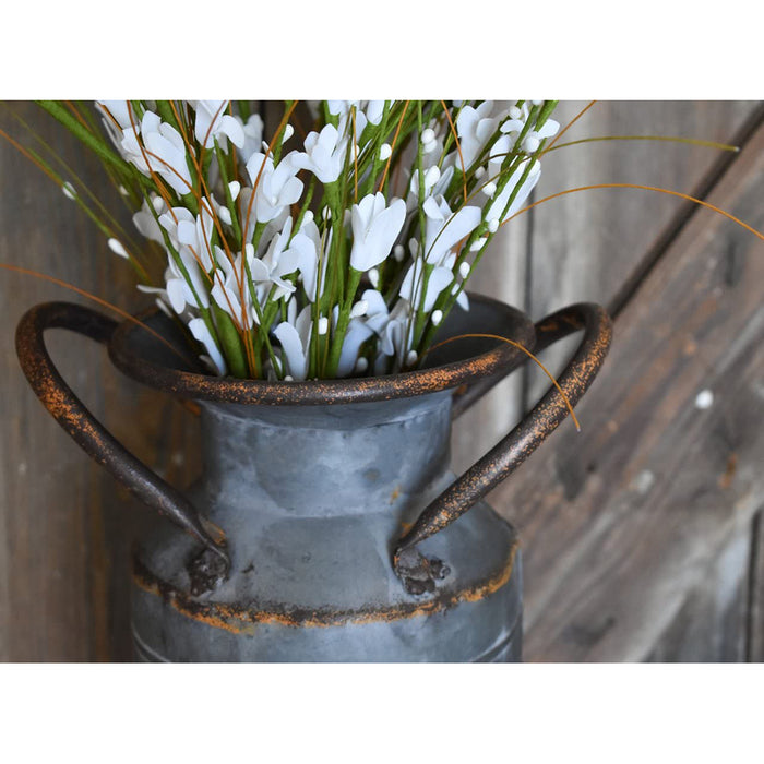 Old Fashioned Rustic Style Large Galvanized Milk Can Farmhouse Planter Vase with Handles