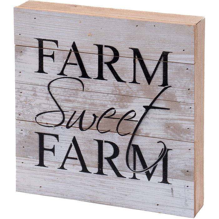 Second Nature By Hand 10x10 Inch Reclaimed Wood Art, Handcrafted Decorative Wall Plaque — Farm Sweet Farm