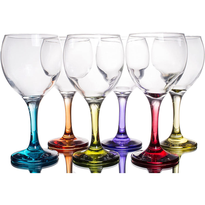 Multi Colored Party Stemmed Wine Glasses, Small, 8 oz, Set of 6