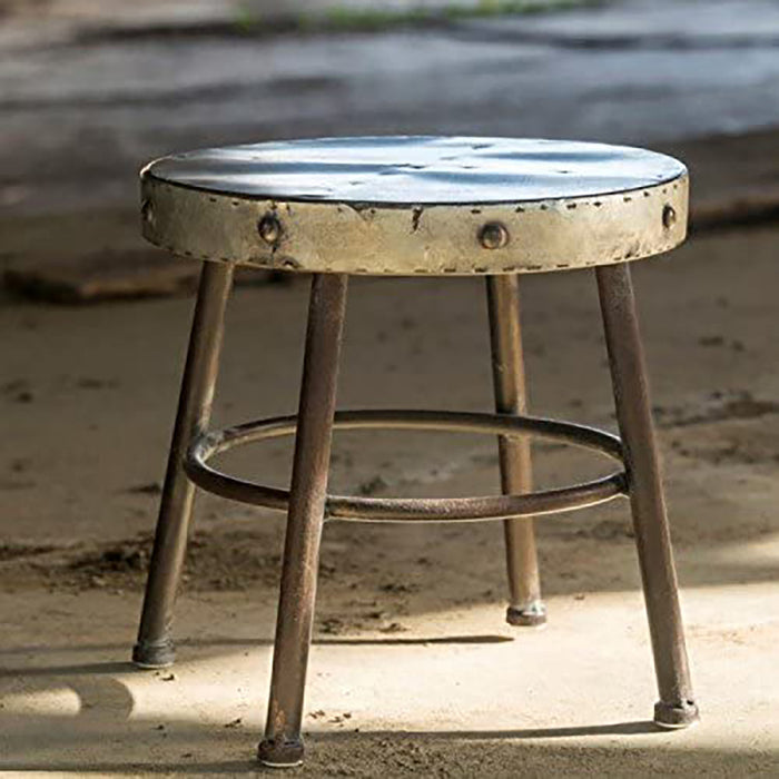 Red Co. Antique Metal Milking Stool - Display Stand,10" Height x 11" Diameter