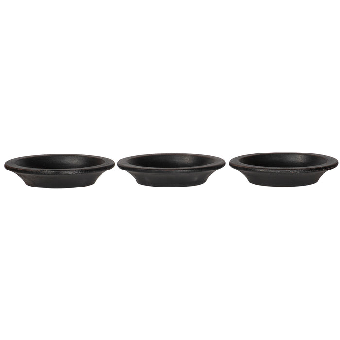 Red Co. Small Decorative Round Hand-Painted Wooden Dish Tray, Set of 3 – Matte Black Color