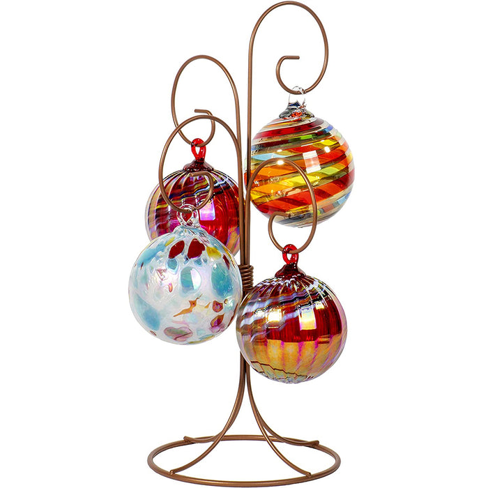 Red Co. 13 inch Copper Finish Ornament Wire Display, 4-arm Spiral Stand for Home Decoration - Set of 2