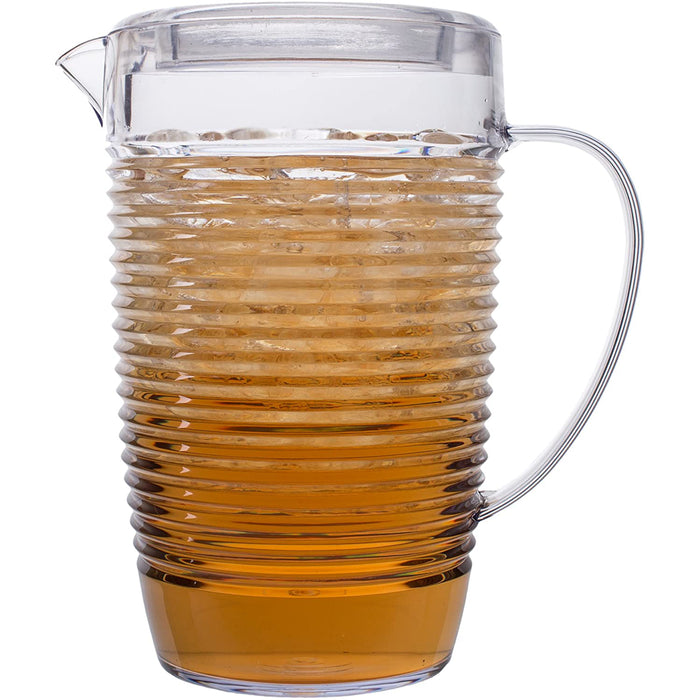 Break Resistant Clear Plastic Pitcher with Lid for Iced Tea, Sangria, Lemonade (76 fl oz. - 2.4 quarts)